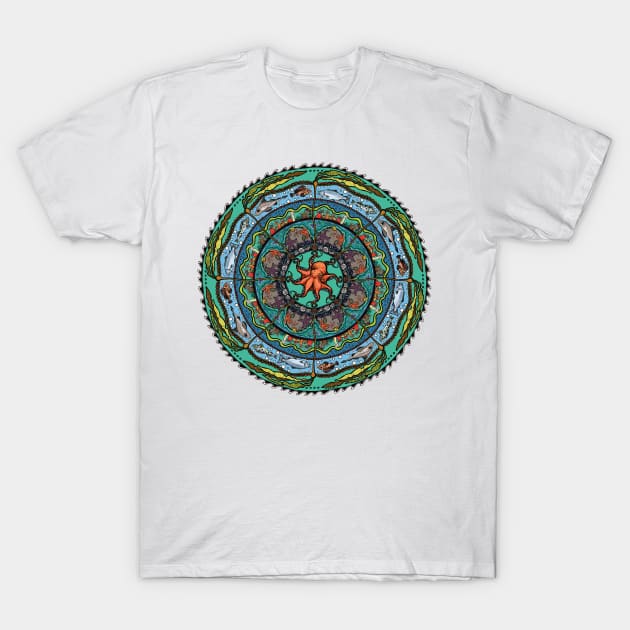 Sea Mandala -dark blue T-Shirt by mernstw